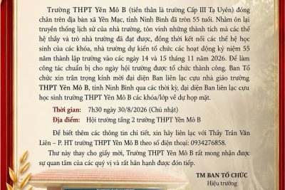 55 năm một chặng đường – Yên Mô B, nơi ký ức tìm về